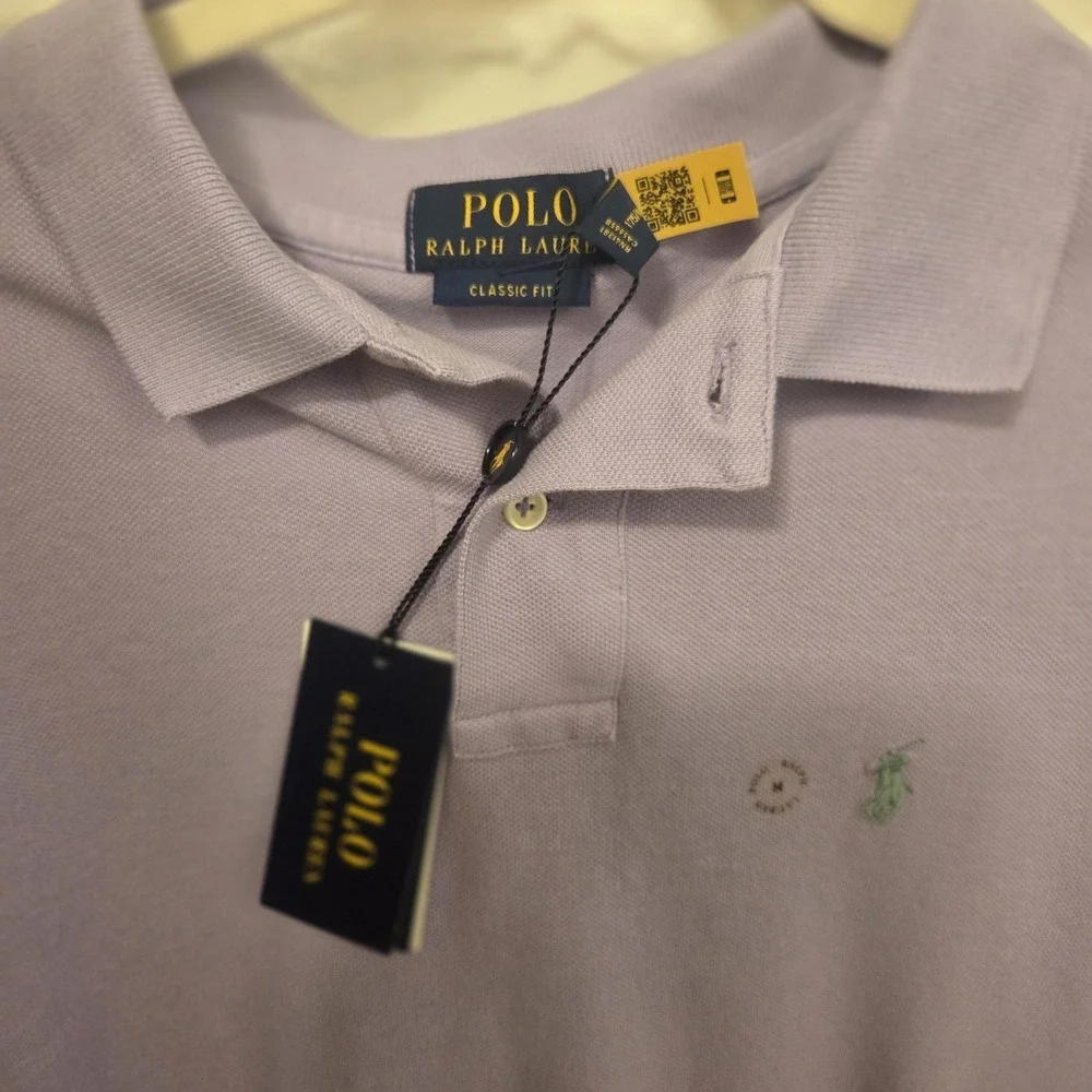 Polo Ralph Lauren Polo Shirt Medium Classic Fit Purple w/Mint Green Pony